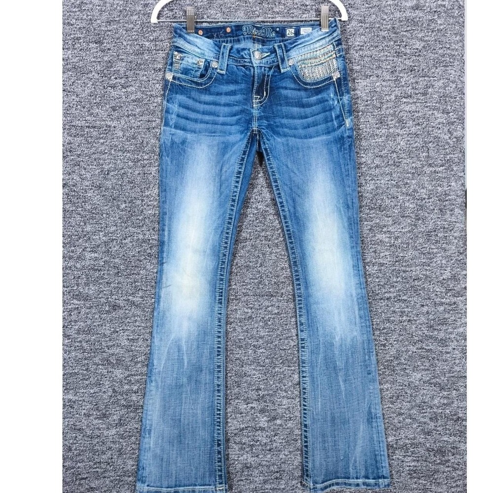 Miss Me Signature Bootcut Jeans Fleur De Lis Sequin Embellished 26